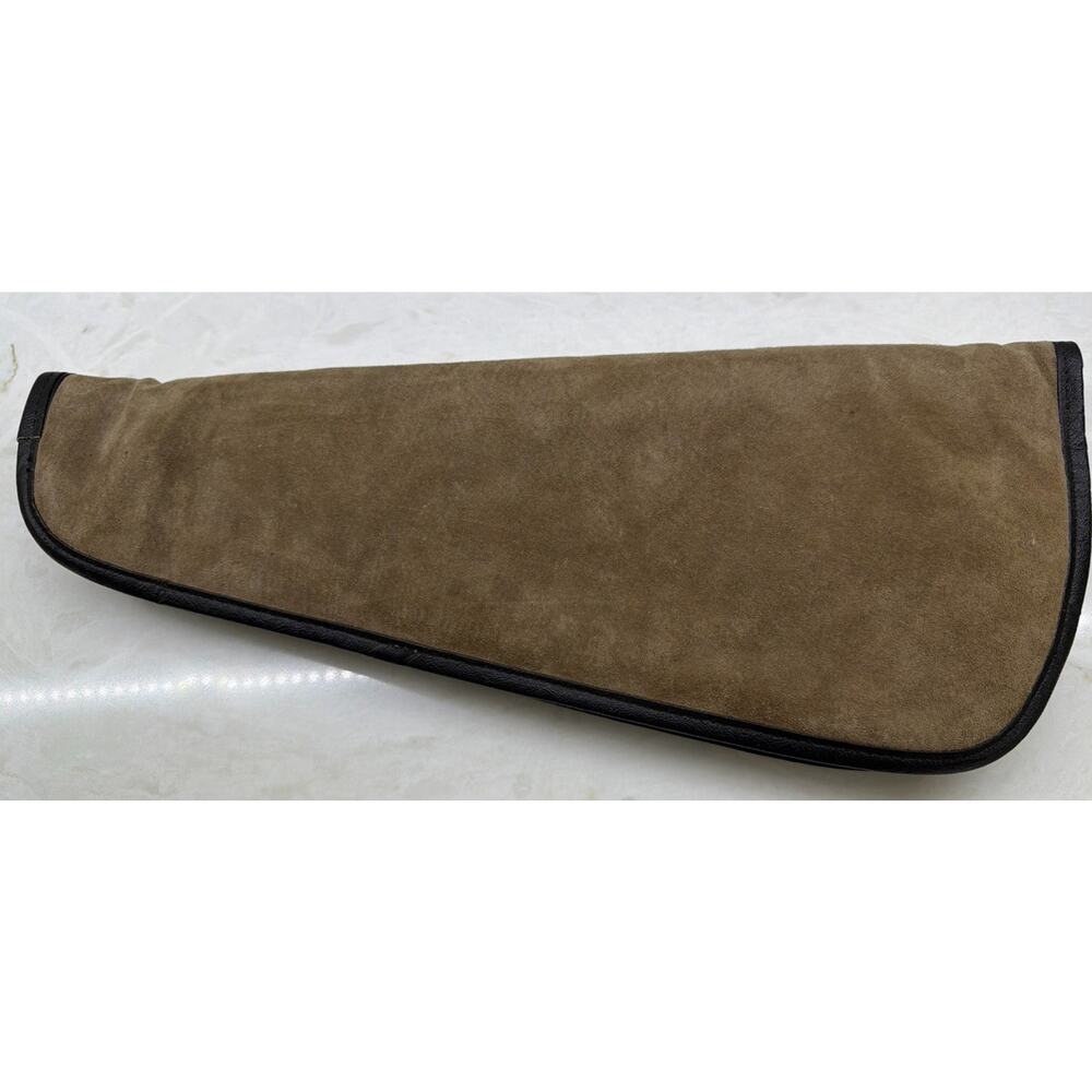 Vintage 17” Suede Leather Gun Carrying Case Blue Fleece Pistol Revolver Zipper - Picture 3 of 11